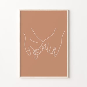 Pinky Promise Print, Holding Hands Line Art, Pinky Swear Wall Art, Minimalist Love Poster, Abstract Couple Art, Romantic Wall Decor