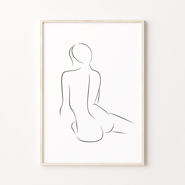 Woman Back Wall Art, Female Body Line Art, Feminine Poster, Abstract Woman Silhouette Print, Female Figure Artwork, Printable Wall Art