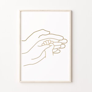 Family Hand Print, Holding Hands Art, Baby Art, Birth Wall Art, Nursery Line Art, Minimalist Love Print, Minimal Poster, Line Drawing