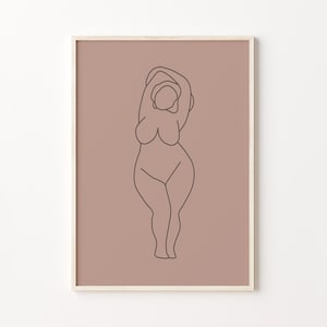 Body Positive Line Art, Curvy Woman Art, Minimalist Female Figure Line Drawing, Abstract Body Wall Art, Naked Woman Poster, Feminine Artwork