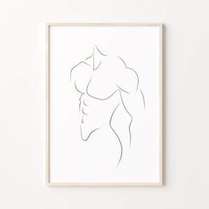 Impresión de cuerpo masculino, póster de arte abstracto masculino, arte mural minimalista de figura masculina, silueta masculina, arte lineal masculino, arte mural imprimible