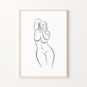 Curvy Woman Silhouette Art Print, Body Positive Poster, Thick Woman Wall Art, Plus Size Woman Line Art, Female Figure Drawing