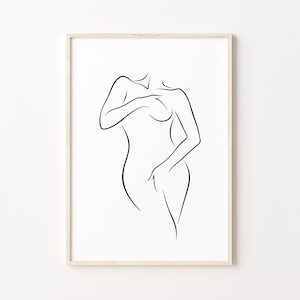 Woman Body Line Art, Female Figure Wall Art, Abstract Feminine Poster, Woman Silhouette Print, Minimalist Woman Line Drawing