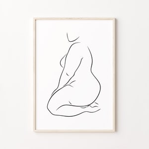 Curvy Woman Wall Art, Body Positive Print, Minimalist Female Figure Poster, Body Positivity Artwork, Thick Woman Drawing, Plus Size Art