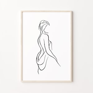 Weiblicher Rücken Druck, Frau im Handtuch Line Art, Badezimmer Zeichnung, abstraktes feminines Poster, minimalistische Badwandkunst, nackte Körpersilhouette