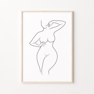 Curvy Woman Line Art, Body Positive Print, Body Positivity Wall Art, Thick Woman Poster, Plus Woman Art, Female Figure Drawing, Feminine Art