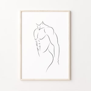 Abstract Man Printable Wall Art, Male Body Line Art, Minimalist Man Poster, Male Figure Artwork, Man Silhouette Art