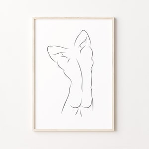Male Back Print, Abstract Man Line Art, Male Silhouette Poster, Minimalist Man Body Line Drawing, Printable Wall Art