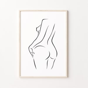 Female Back Print, Body Positive Line Art, Curvy Woman Wall Art, Thick Woman Poster, Plus Size Woman Artwork, Abstract Feminine Drawing