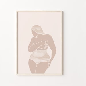 Curvy Woman Print, Body Positive Art, Minimalist Boho Wall Art, Feminine Abstract Art, Thick Girl Wall Art, Minimal Female Figure Poster image 1