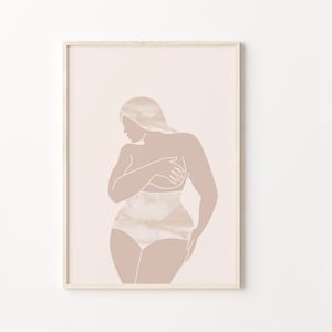 Curvy Woman Print, Body Positive Art, Minimalist Boho Wall Art, Feminine Abstract Art, Thick Girl Wall Art, Minimal Female Figure Poster