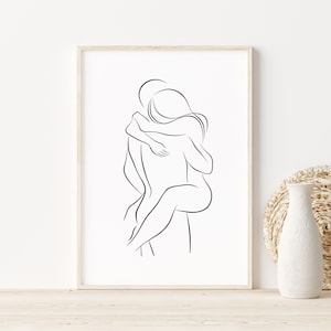 Curvy Woman Line Art Print, Body Positive Wall Art, Chubby Girl Artwork, Plus Size Woman Poster, Abstract Female Drawing, Thick Woman Art