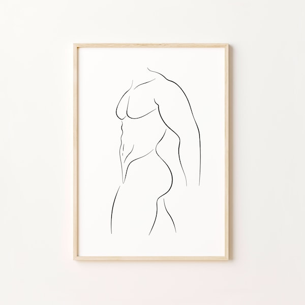 Man Line Art, Male Body Line Drawing, Naked Man Print, Abstract Man Poster, Male Figure Wall Art, Minimalist Man Artwork Printable