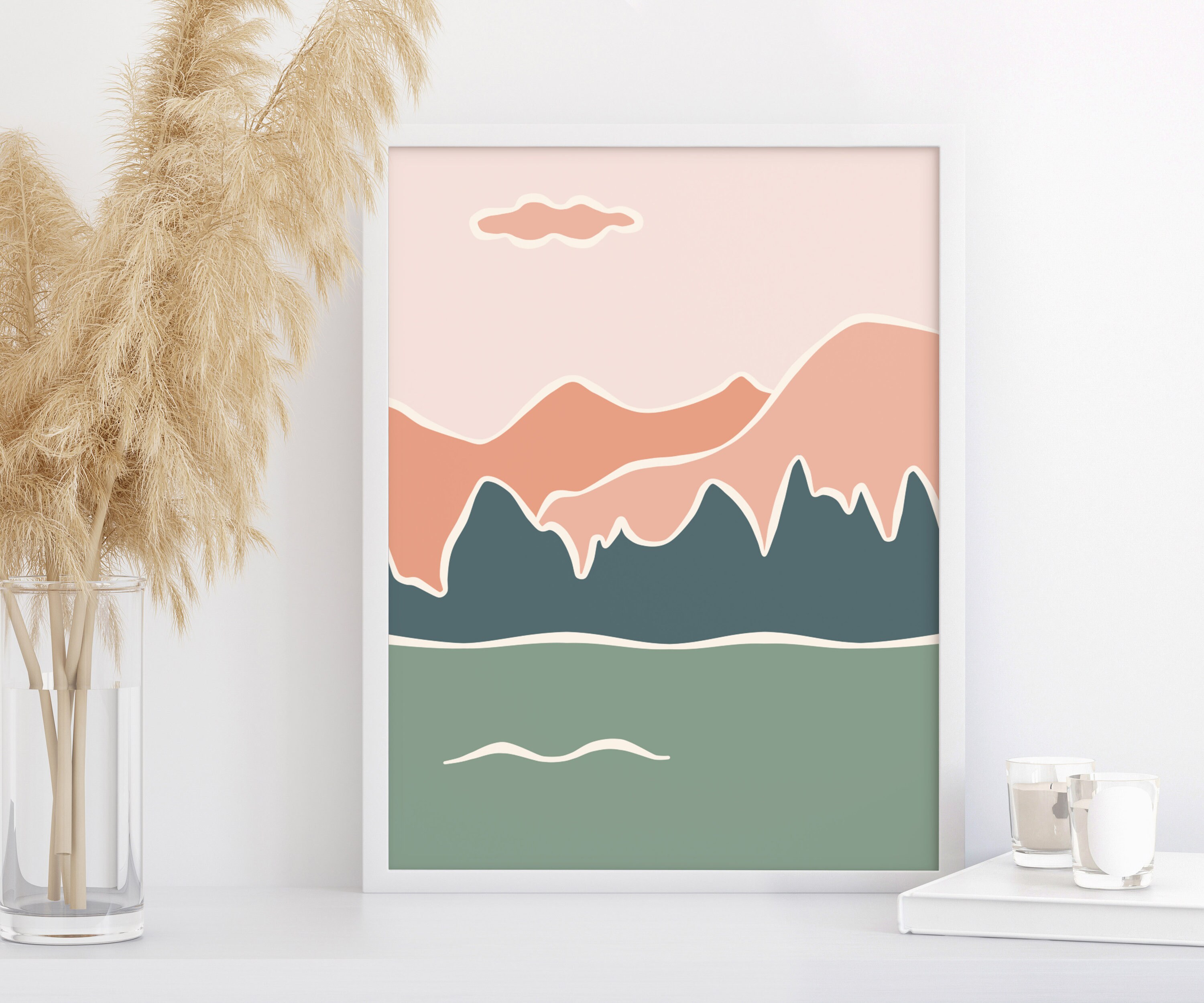 Mountain Minimalist Art Minimal Nature Art Abstract Etsy