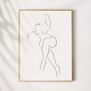 Female Figure Print, Woman Silhouette Wall Art, Feminine Poster, Minimalist Body Artwork, Naked Woman Poster