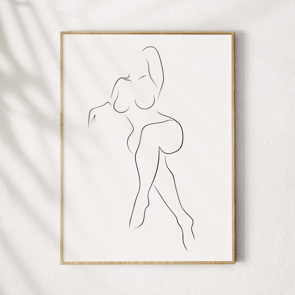 Female Figure Print, Woman Silhouette Wall Art, Feminine Poster, Minimalist Body Artwork, Naked Woman Poster