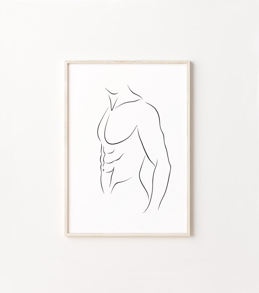 Male Body Wall Art, Man Line Art, Abstract Male Silhouette Print ...
