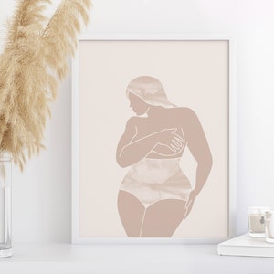 Curvy Woman Print, Body Positive Art, Minimalist Boho Wall Art, Feminine Abstract Art, Thick Girl Wall Art, Minimal Female Figure Poster image 8