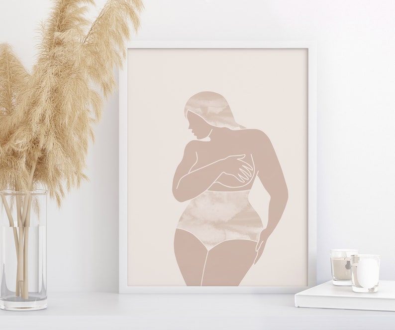 Curvy Woman Print, Body Positive Art, Minimalist Boho Wall Art, Feminine Abstract Art, Thick Girl Wall Art, Minimal Female Figure Poster image 8