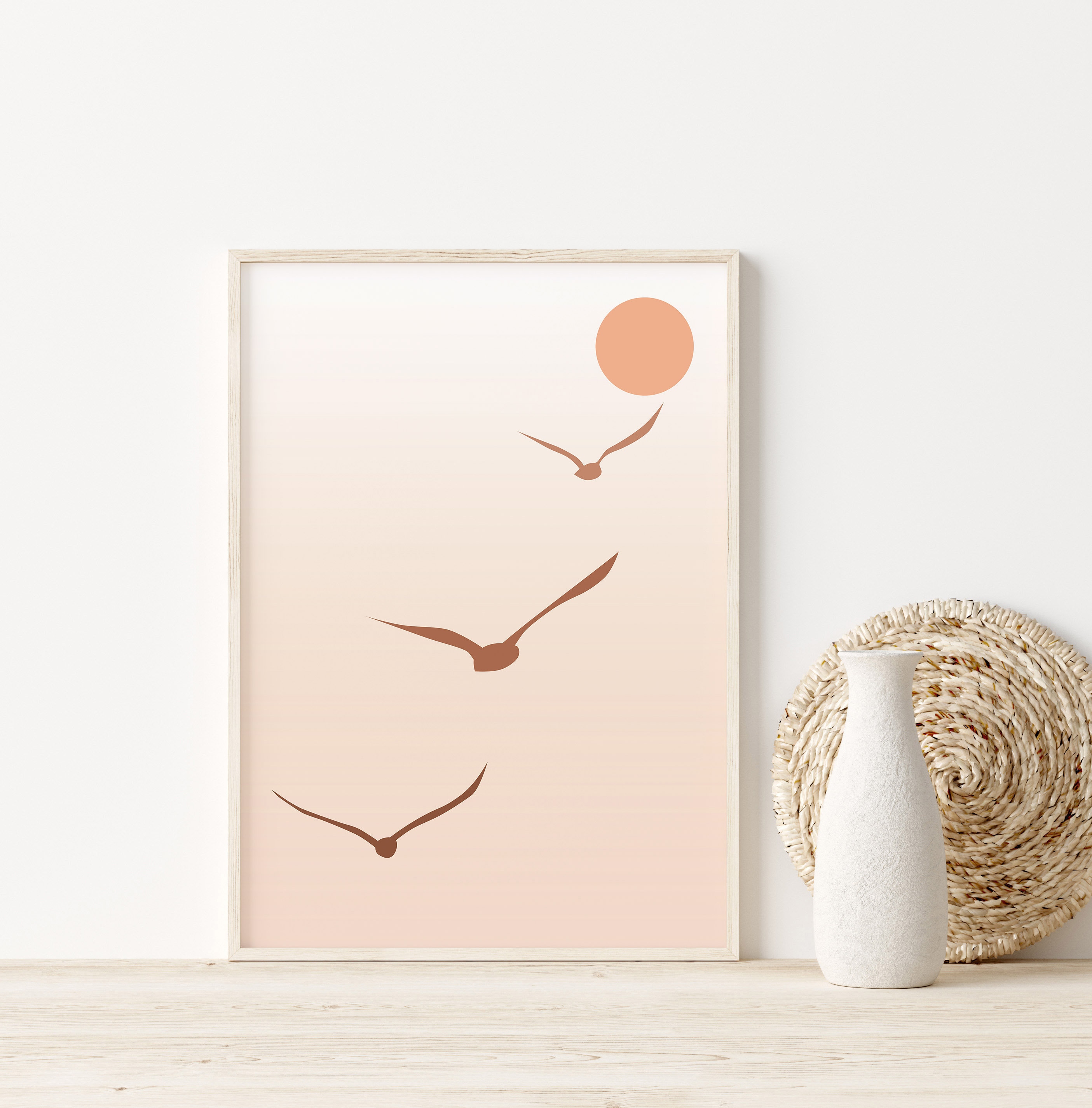 Minimalist Birds Print Abstract Sunset Poster Minimal | Etsy