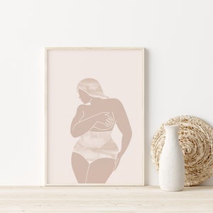 Curvy Woman Print, Body Positive Art, Minimalist Boho Wall Art, Feminine Abstract Art, Thick Girl Wall Art, Minimal Female Figure Poster image 7