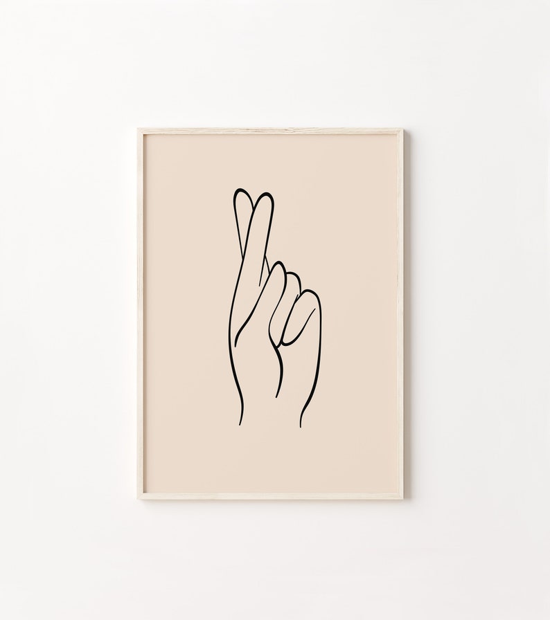 Fingers Crossed Wall Art Encouraging Art Hand Gesture Art | Etsy