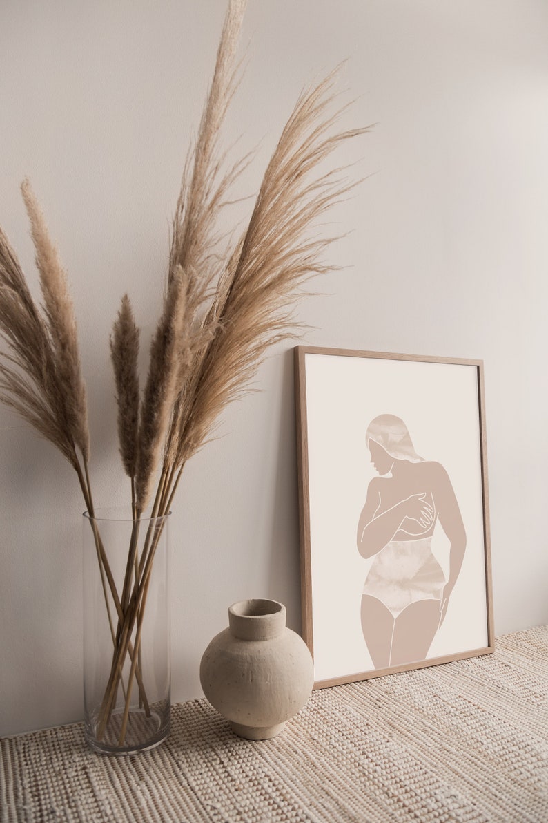 Curvy Woman Print, Body Positive Art, Minimalist Boho Wall Art, Feminine Abstract Art, Thick Girl Wall Art, Minimal Female Figure Poster image 9