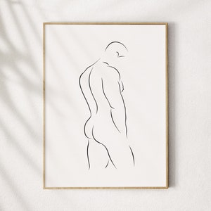 Male Back Print, Abstract Man Wall Art, Male Line Drawing, Minimalist Man Silhouette Poster, Male Figure Artwork