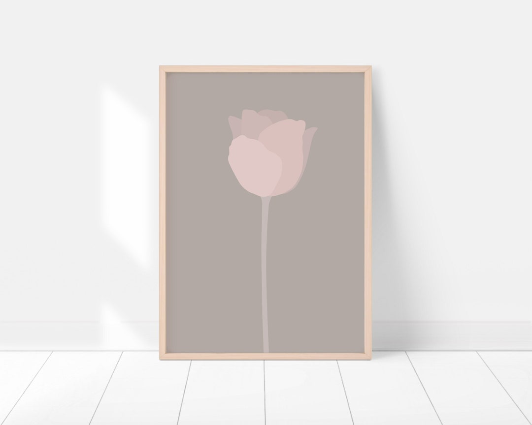 Abstract Tulip Art, Minimalist Floral Art, Blush Pink Flower Art Print ...