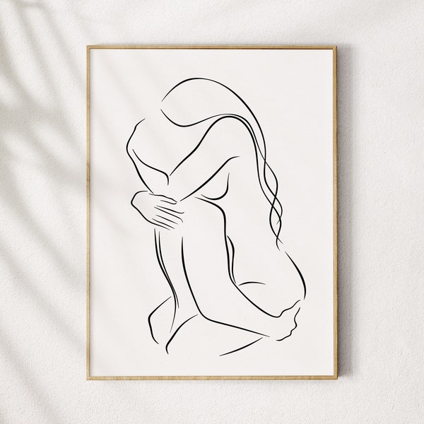 Couple Line Art, Kiss Line Drawing, Hugging Lovers Poster, Man And Woman In Love Print, Art mural romantique de chambre à coucher