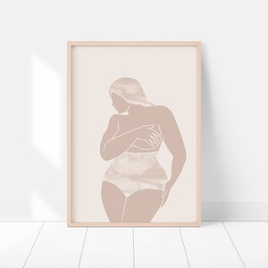 Curvy Woman Print, Body Positive Art, Minimalist Boho Wall Art, Feminine Abstract Art, Thick Girl Wall Art, Minimal Female Figure Poster image 2