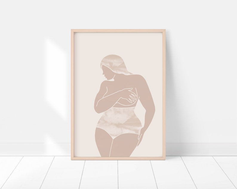 Curvy Woman Print, Body Positive Art, Minimalist Boho Wall Art, Feminine Abstract Art, Thick Girl Wall Art, Minimal Female Figure Poster image 2