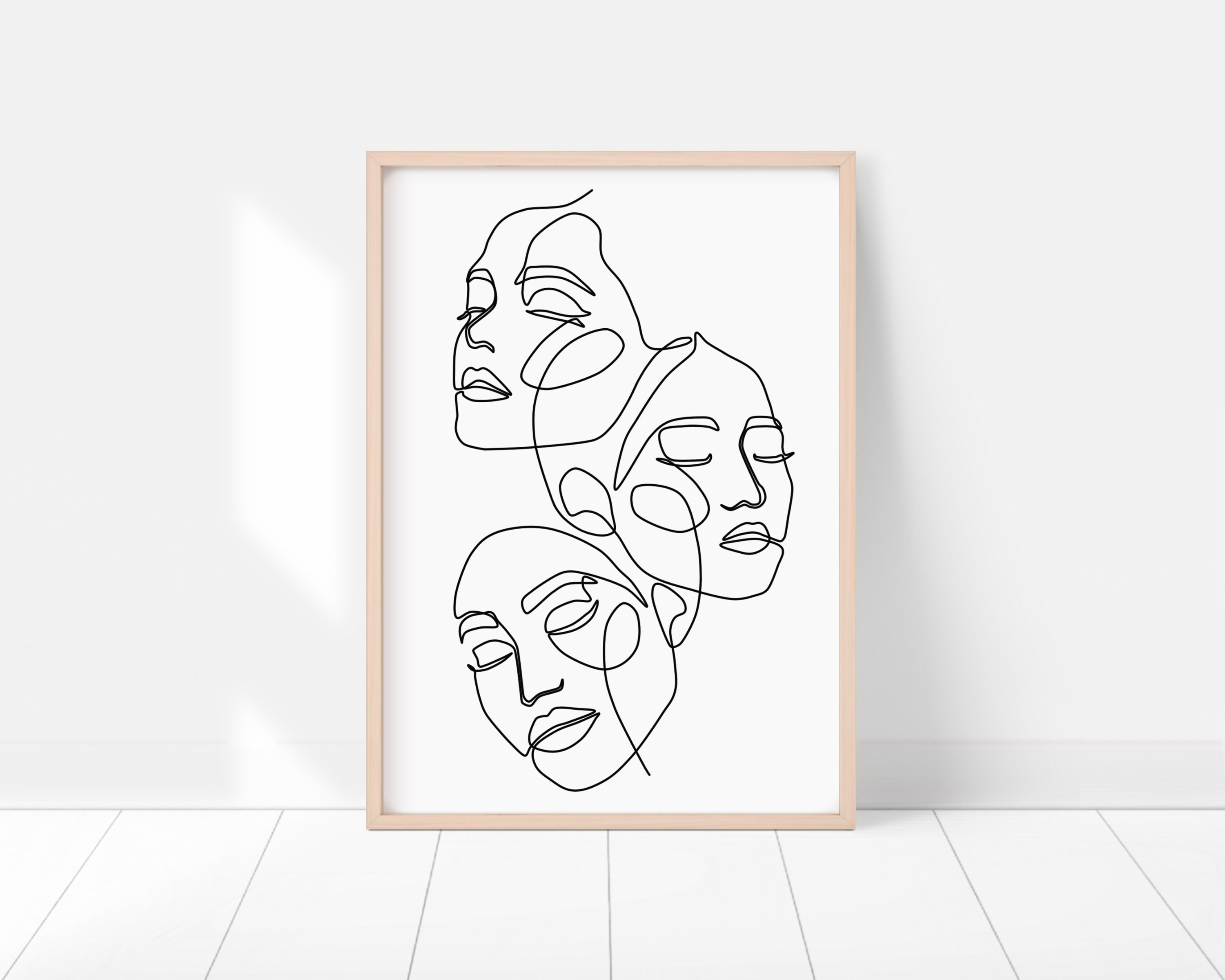 Gallery Detail: Feminist Art Abstract Face Print One Line Poster Minimalist