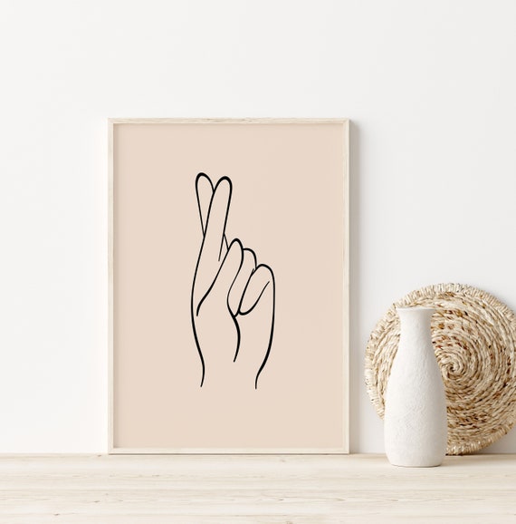 Fingers Crossed Wall Art Encouraging Art Hand Gesture Art | Etsy