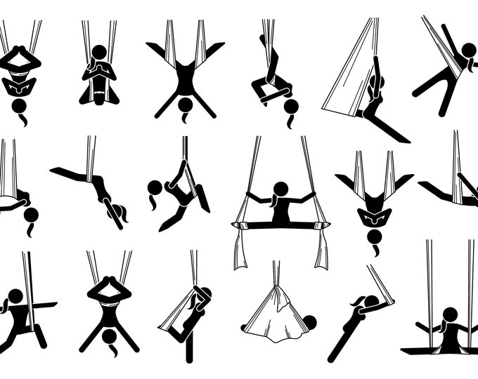 Woman Performance Performing Aerial Yoga Exercise Poses Etsy