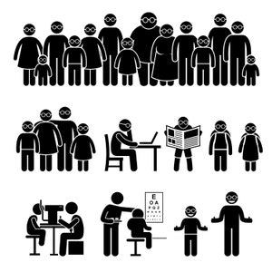 People Group Children Family Wearing Glasses Adult Child Senior Citizens Students Pupil Eye Eyesight Check Download Icons PNG SVG Vector