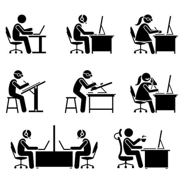 Arbeit Computer Laptop Office Programmierer Software Engineer Support Call Center Sekretär Helpdesk Draftsman CEO Download Icons PNG SVG Vector