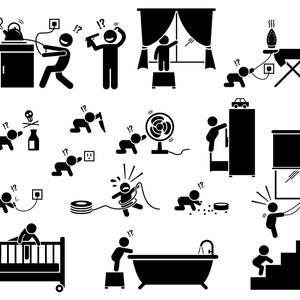 Home House Safety Security Hazard Children Child Baby Potential Risks Danger Accident Injury Warning Caution Download Icons PNG SVG Vector