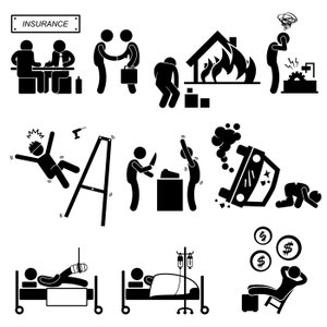 Insurance Insurer Agent Property Accident Medical Claim Hospital Relief Fire Machinery Healthcare Investment Download Icons PNG SVG Vector
