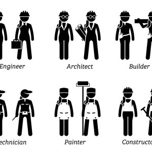 Industrial Industry Constructions Jobs Ocupa mujeres mujer mujer mujer ingeniera ingeniera ingeniera ingeniera pintora pintora constructora SVG vector