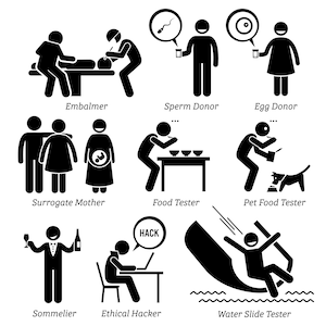 Job Careers Embalmer Sperm Egg Donor Surrogate Mother Pet Food Taster Sommelier Ethical Hacker Water Slide Tester Download PNG SVG Vector