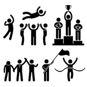 Win Winner Winning Loser Glory Celebration Champion Championship Trophy Podium 1st Place Finish Line Success Triumph Victory PNG SVG Vector