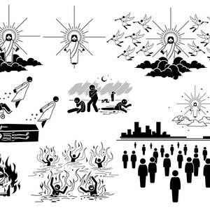 Second Coming Resurrection Judgement Day Final Last Day God Dead Jesus Arrival Back Earth Raise Restore Mortal Body Life SVG PNG EPS Vector