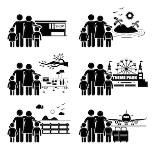 Family Vacation Trip Summer Holiday Recreational Shopping Island Picnic Theme Park Oversea Airport Flight Travel Download PNG SVG Vector