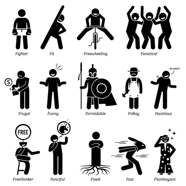 Alphabet F Neutral Personality Personalities Attitude Behavior Character Traits Stick Figure Stickman Man Person Download PNG SVG Vector