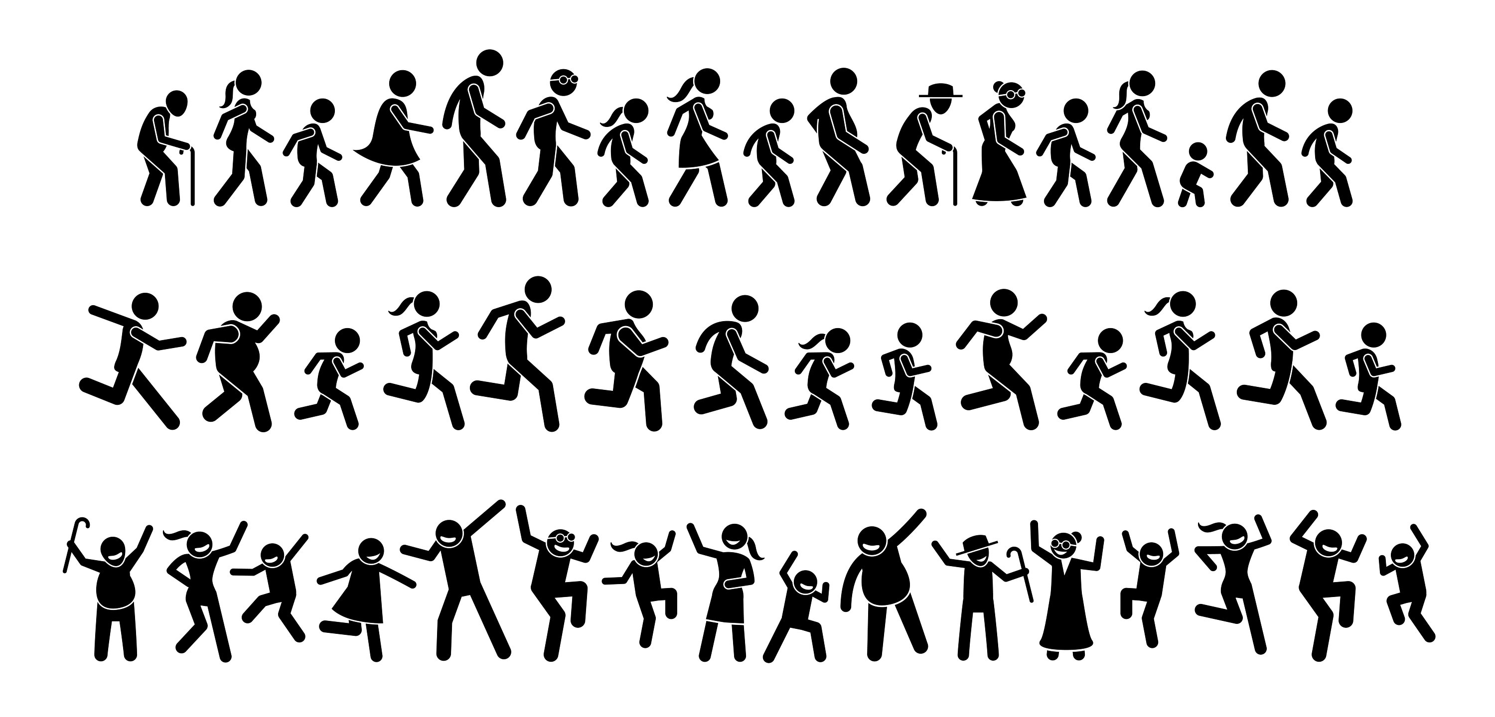 Muchas personas caminan caminando corriendo baile de baile juntos amistad  familiar celebrar celebración comunidad PNG SVG EPS Vector Descargar - Etsy  México, image size:3000x1440