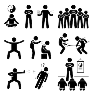 Qigong Qi Energy Power Guru Master Disciples Yin Yang Chakra Healing Strength Strong Martial Arts Meditation Download Icons PNG SVG Vector