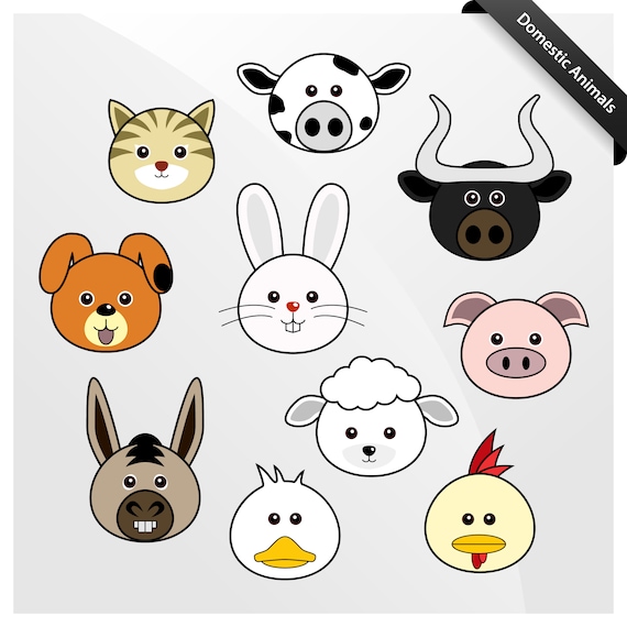 Animales lindos dibujos animados de animales caras de - Etsy España Animales lindos dibujos animados de animales caras de - Etsy España