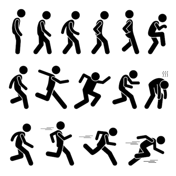 Stick Figure Stickman Stick Man People Person Poses Postures Standing  Walking Running Fast Speed Set Pictogram Download Icons PNG SVG Vector