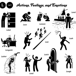 Stick Figures Man People Stickman Silhouette Action Verbs L Vector SVG PNG EPS Cliparts Clip Arts Black Pictogram Sign Symbol Graphic Icons